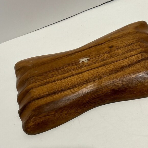 Vintage Handcrafted Wooden Serving Set Bowls Trays Dipper Dark Brown 5 Piece - Picture 6 of 16